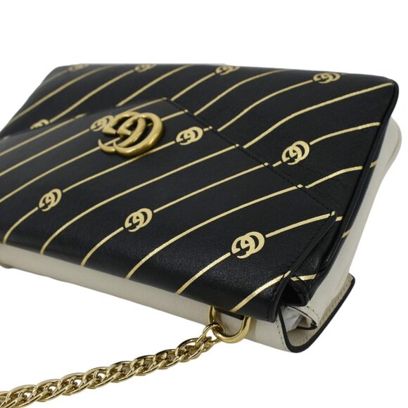 GUCCI  Thiara Medium Double Smooth Leather Satchel Bag White/Black 524822 - Picture 8 of 15